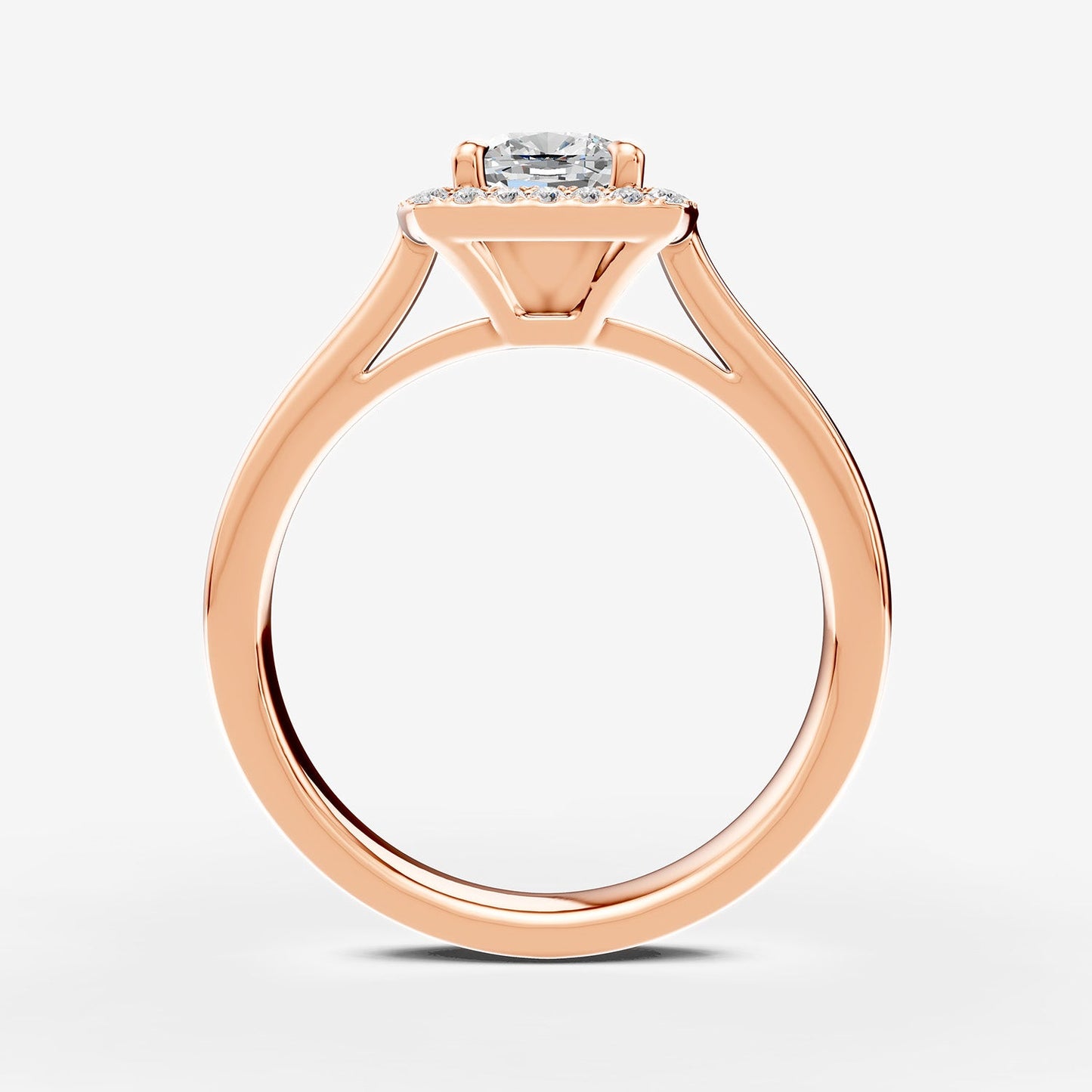 Halo Cushion Solitaire Ring in 18K Rose Gold
