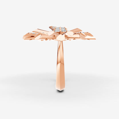 Carine Two Finger Starburst Diamond Ring in 18K Rose Gold