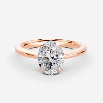 Classic Oval Solitaire Ring in 18K Rose Gold