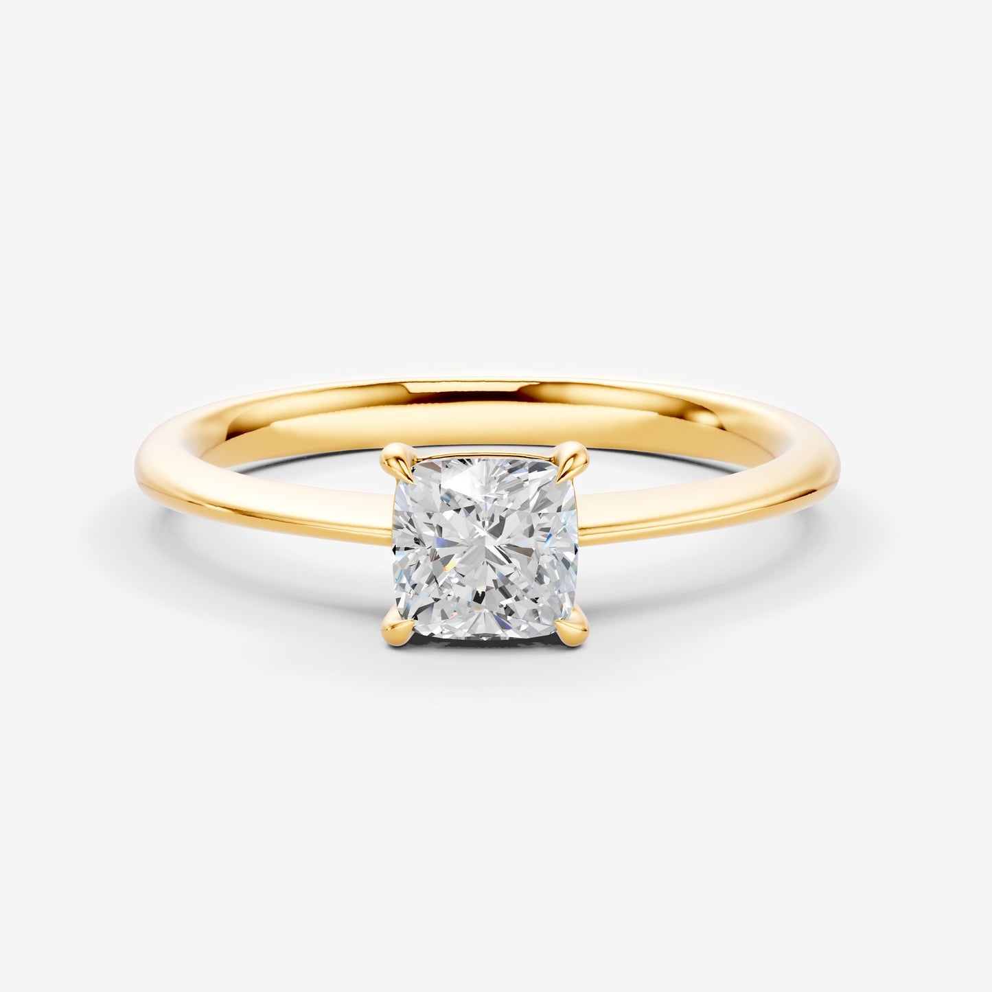 Classic Cushion Solitaire Ring in 18K Yellow Gold
