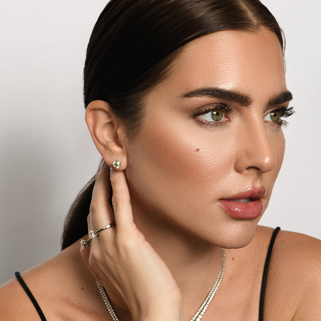 1 Carat Natural Round Diamond Solitaire Earring