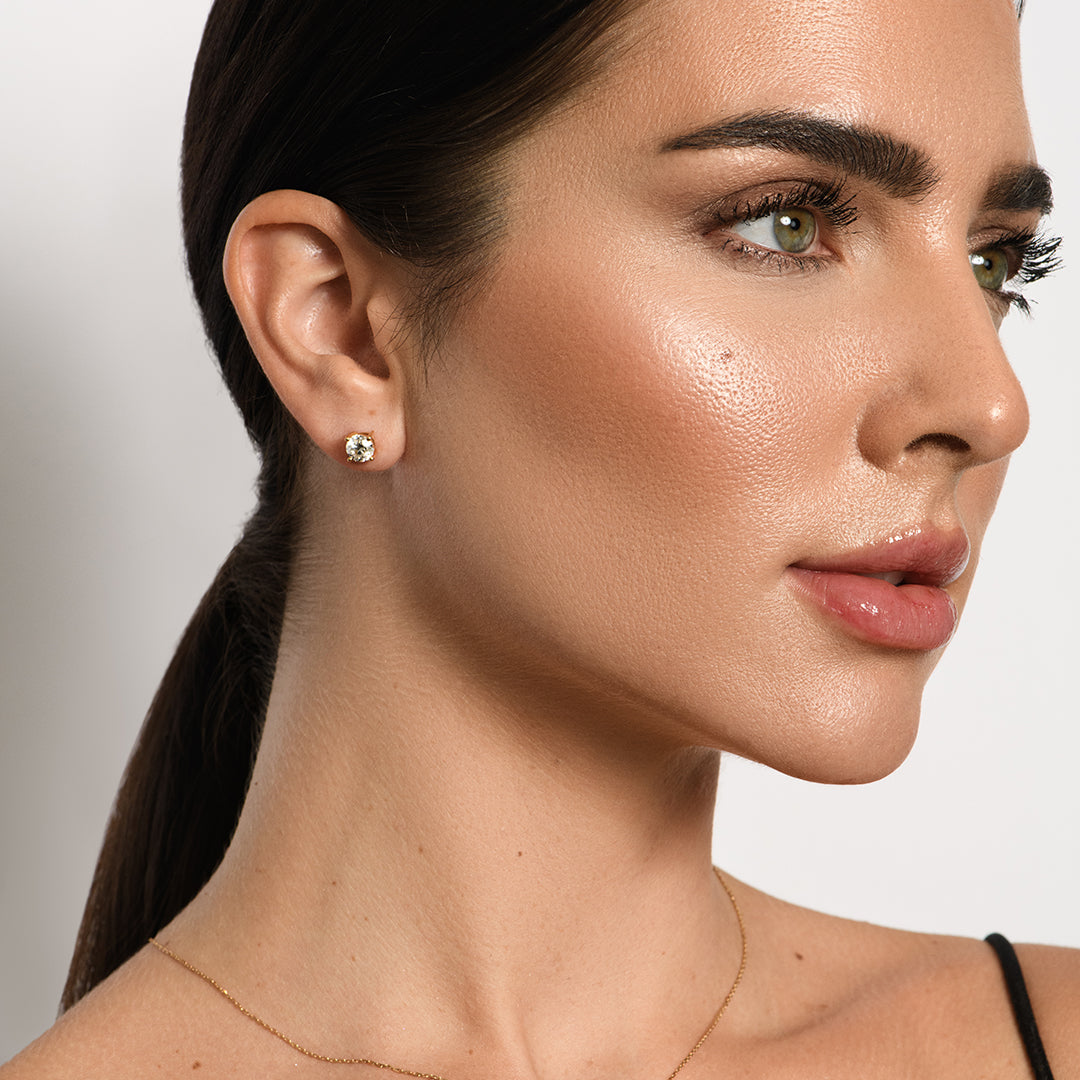 1 Carat Natural Round Diamond Solitaire Earring