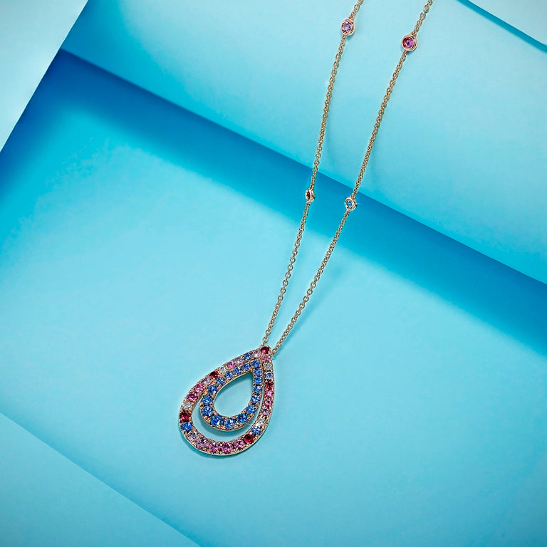 Precious Fancy Drop Shaped Colored Stones Pendant