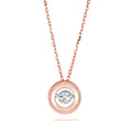 Delicate Round Pendant with dancing Diamond and chain in 18K Rose Gold