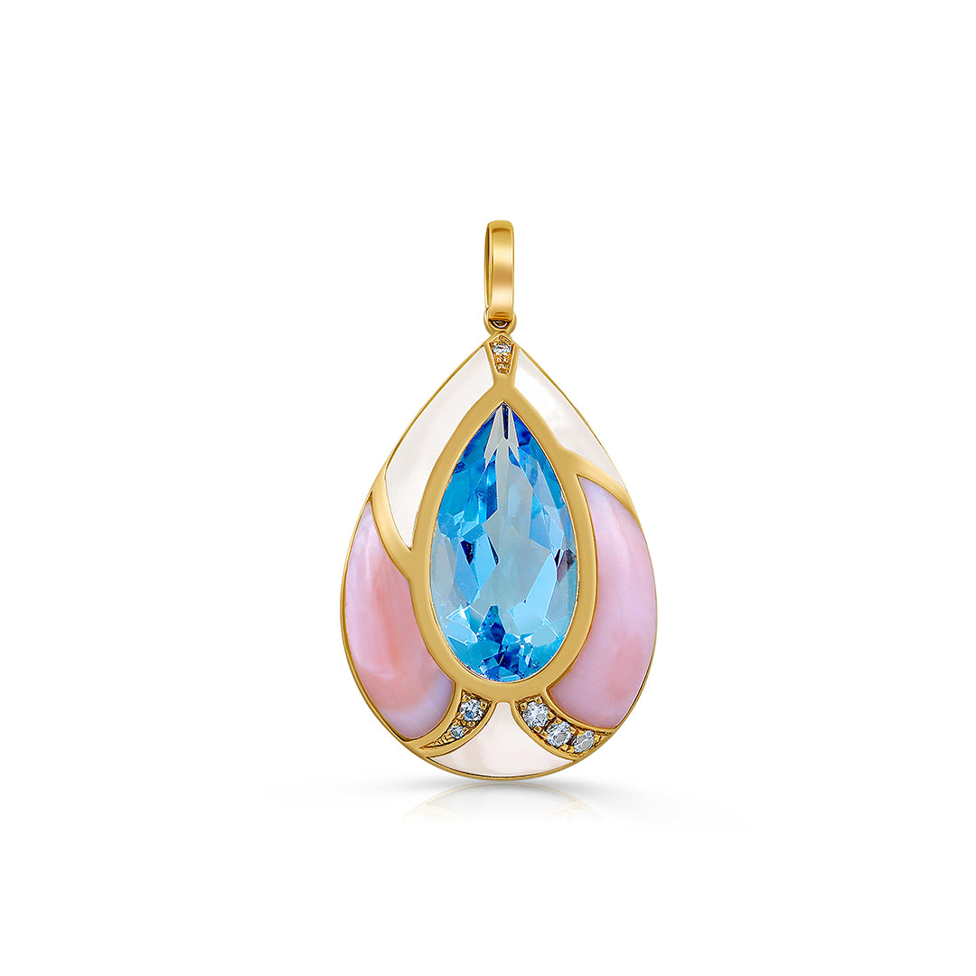 Azure Petal Pearl Pendant in 18K Yellow Gold