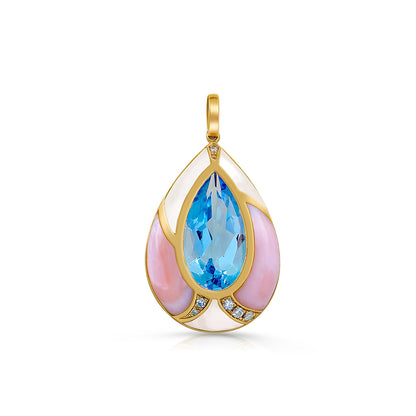 Azure Petal Pearl Pendant in 18K Yellow Gold