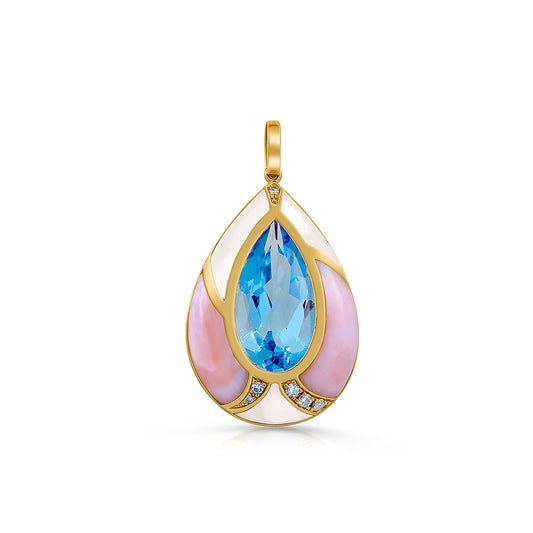 Azure Petal Pearl Pendant in 18K Yellow Gold