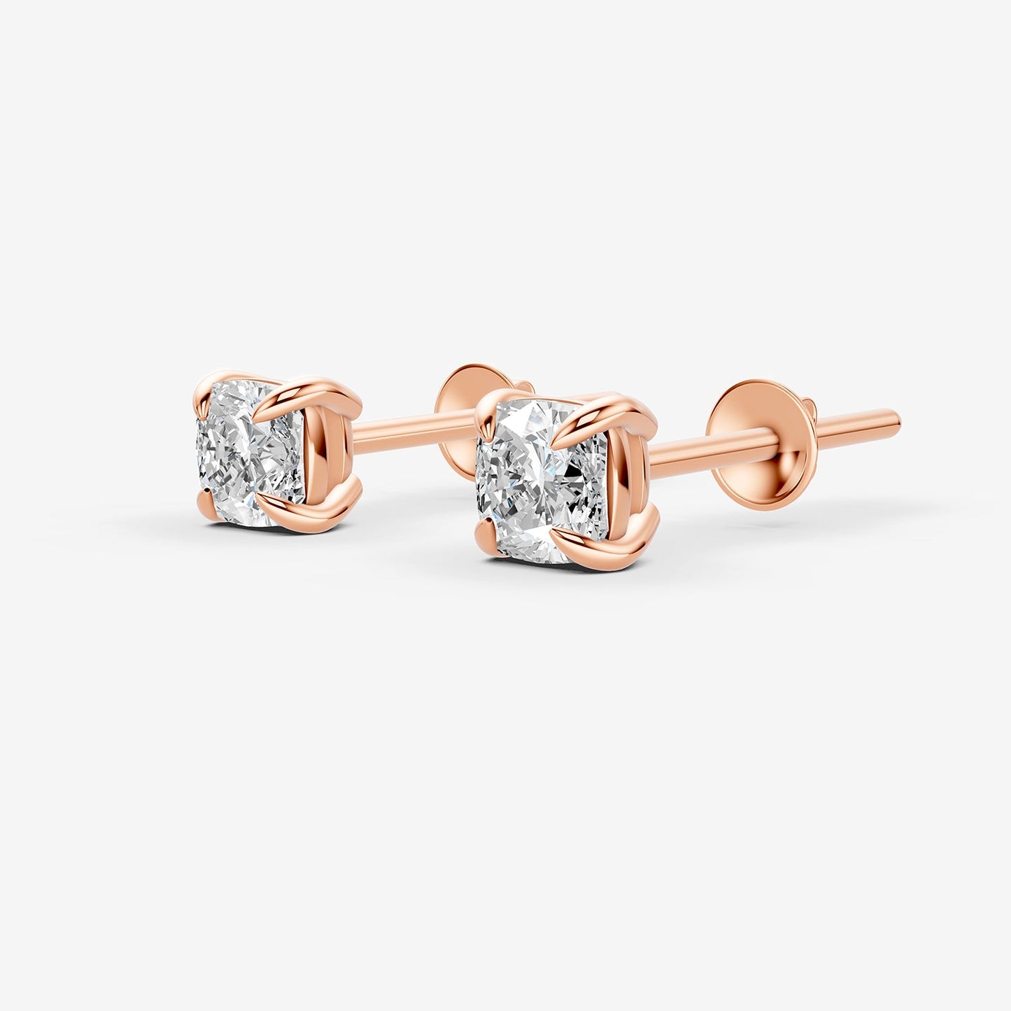 Classic Cushion Solitaire Earrings in 18K Rose Gold