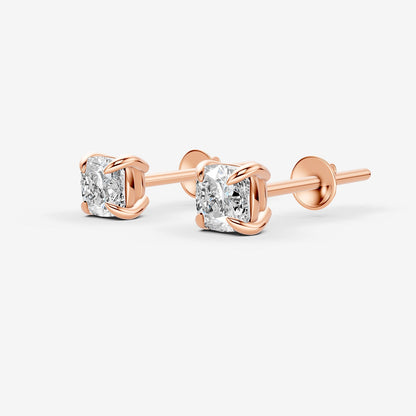 Classic Cushion Solitaire Earrings in 18K Rose Gold