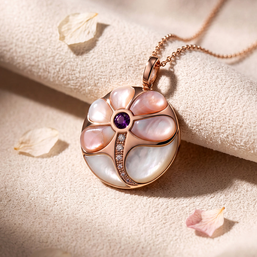 Aurora Blossom Mother-of-Pearl Pendant in 18K Rose Gold