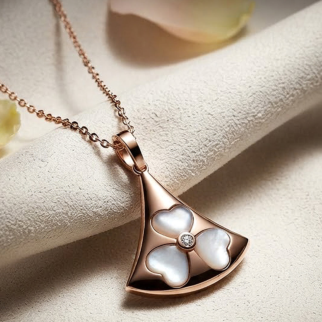 Trinity Hearts Mother-of-Pearl Diamond Pendant 18K Rose Gold