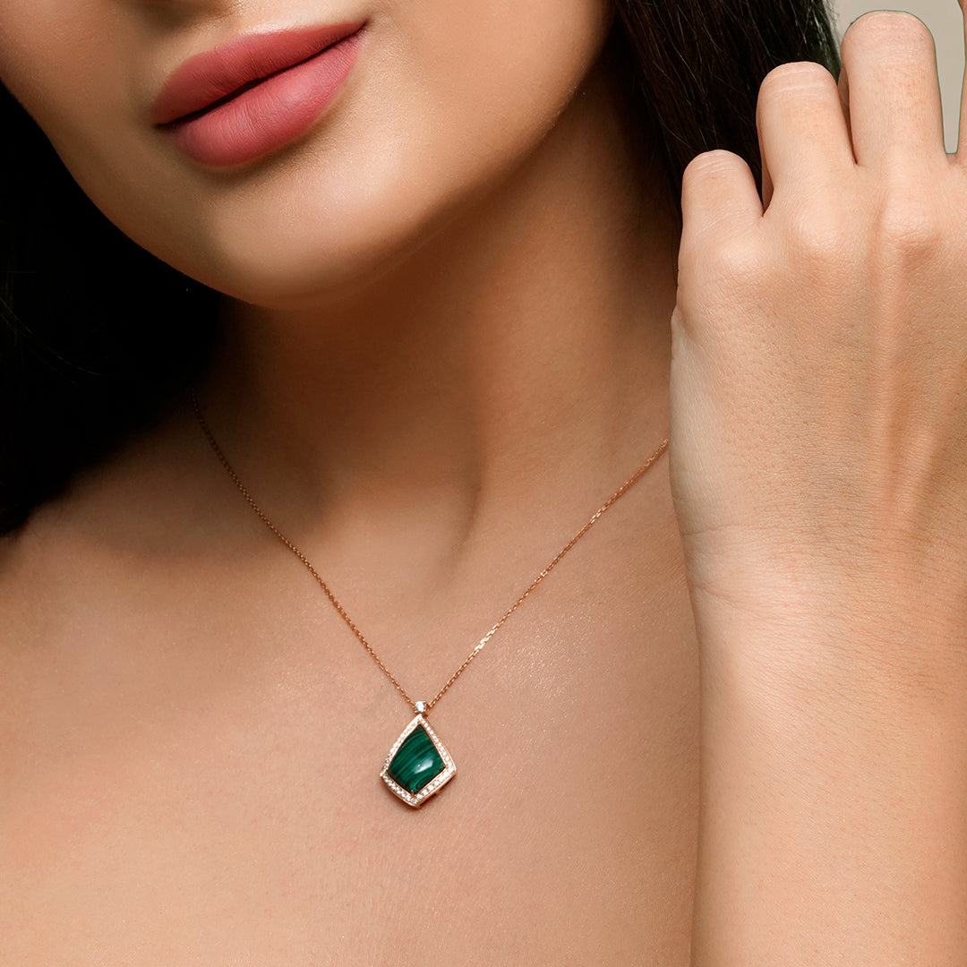 Mystic Green: A Malachite Diamond Pendant