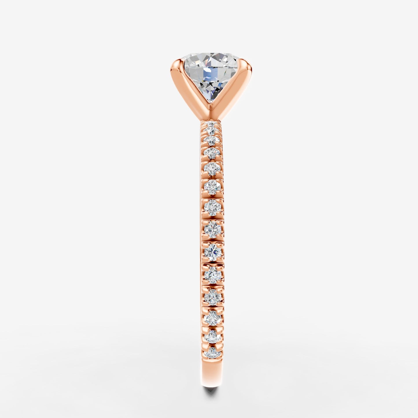Round Solitaire Diamond Band Ring in 18K Rose Gold