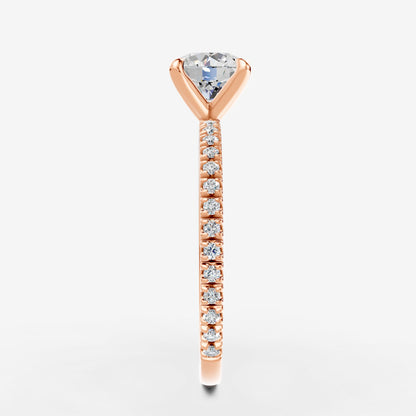 Round Solitaire Diamond Band Ring in 18K Rose Gold