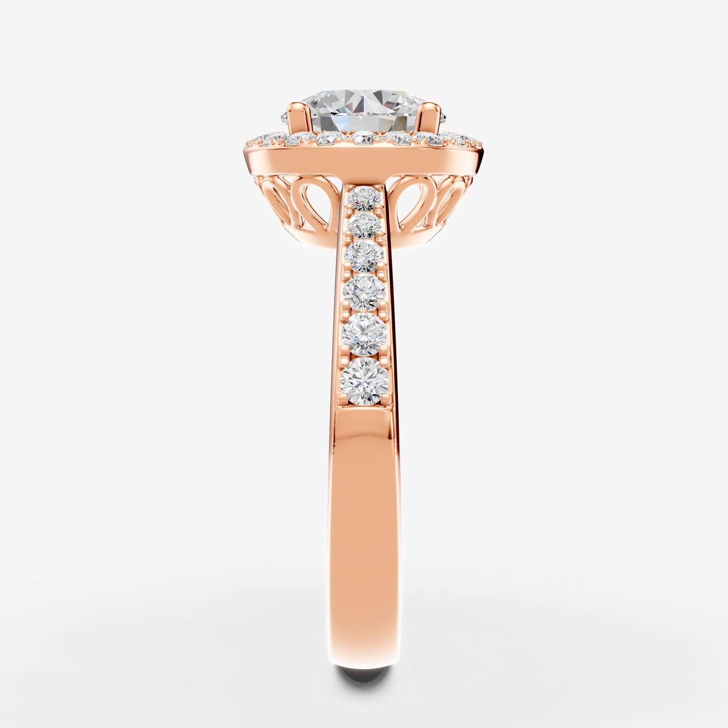 Halo Round Solitaire Ring in 18K Rose Gold
