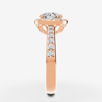Halo Round Solitaire Ring in 18K Rose Gold