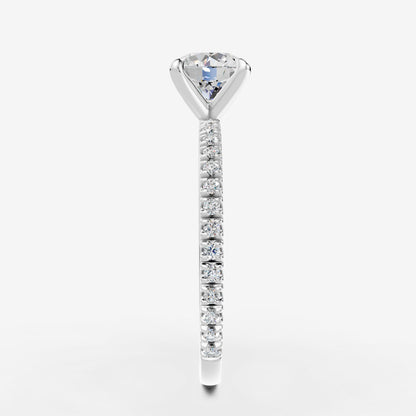 Round Solitaire Diamond Band Ring in 18K White Gold