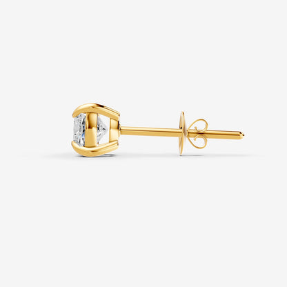 Classic Cushion Solitaire Earrings in 18K Yellow Gold