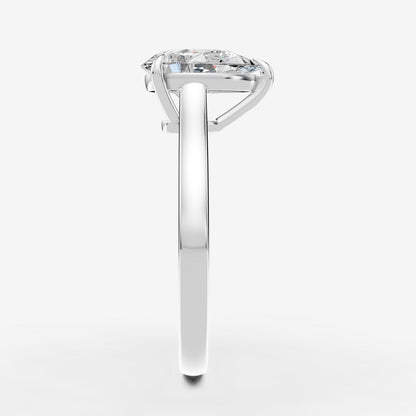 Classic Pear Solitaire Ring in 18K White Gold