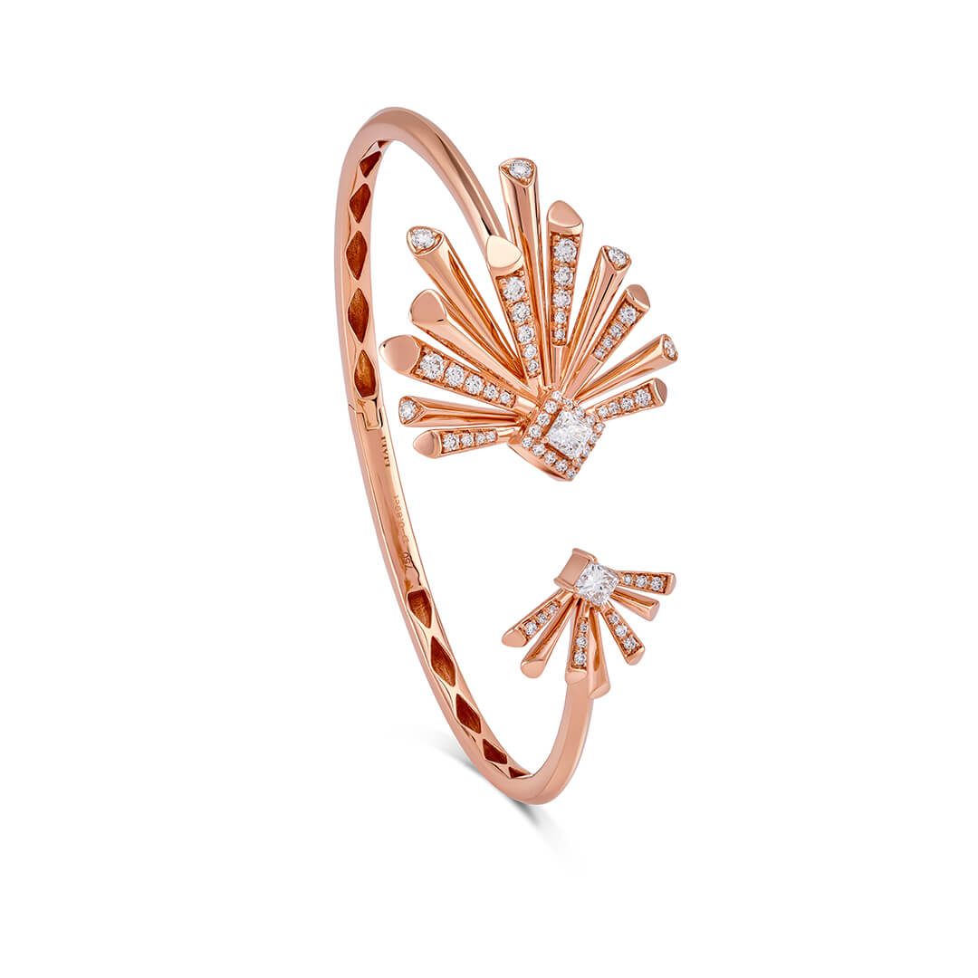 Carine Twin Starburst Diamond Bangle - Large