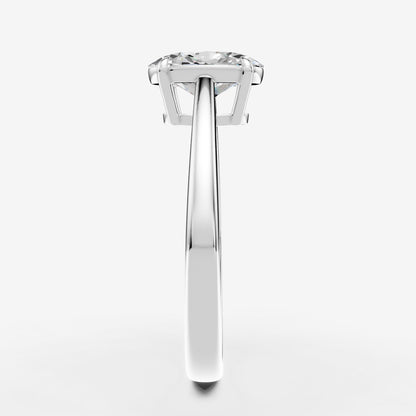Classic Oval Solitaire Ring in 18K White Gold