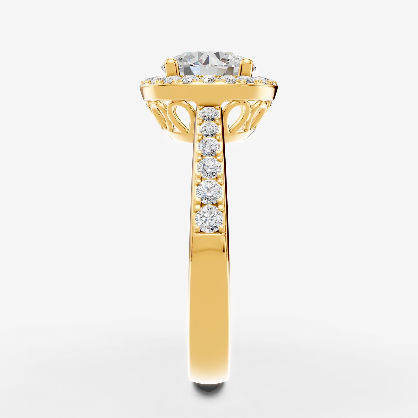 Halo Round Solitaire Ring in 18K Yellow Gold