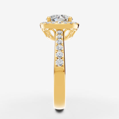 Halo Round Solitaire Ring in 18K Yellow Gold