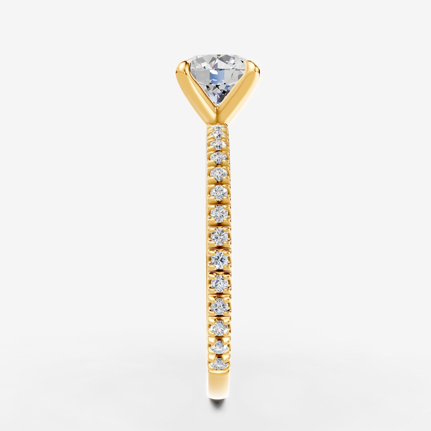 Round Solitaire Diamond Band Ring in 18K Yellow Gold