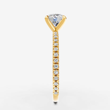 Round Solitaire Diamond Band Ring in 18K Yellow Gold