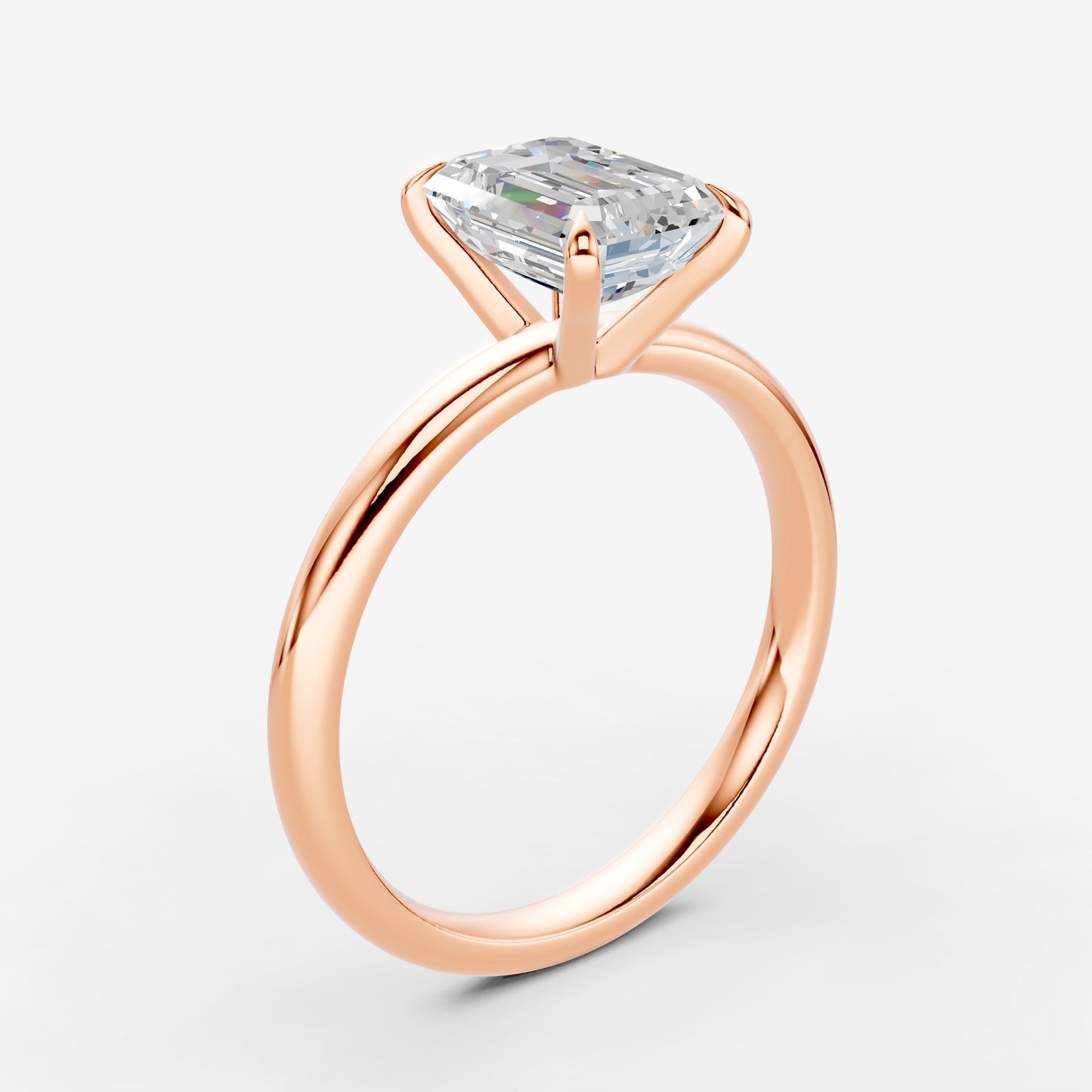 Classic Emerald Solitaire Ring in 18K Rose Gold