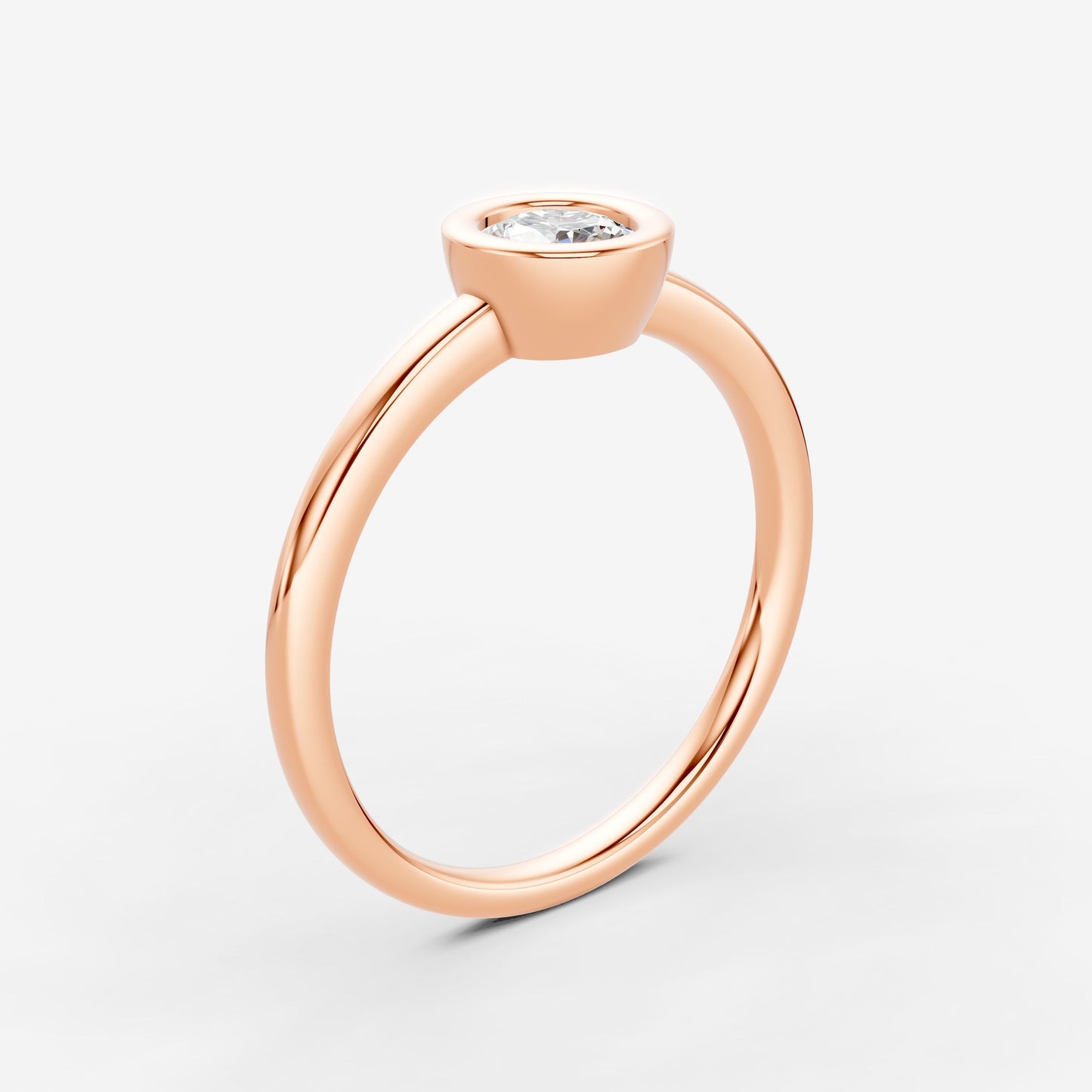 Bezel Round Solitaire Ring in 18K Rose Gold