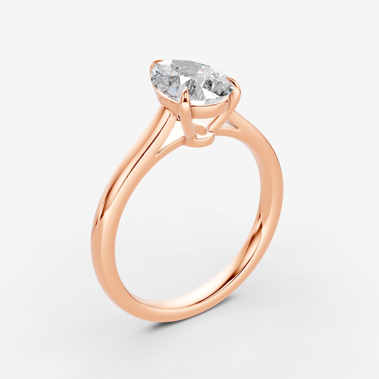 Classic Pear Solitaire Ring in 18K Rose Gold