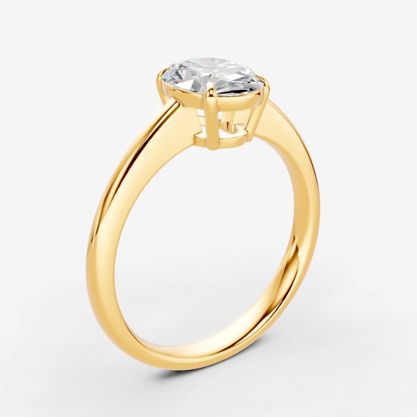 Classic Oval Solitaire Ring in 18K Yellow Gold