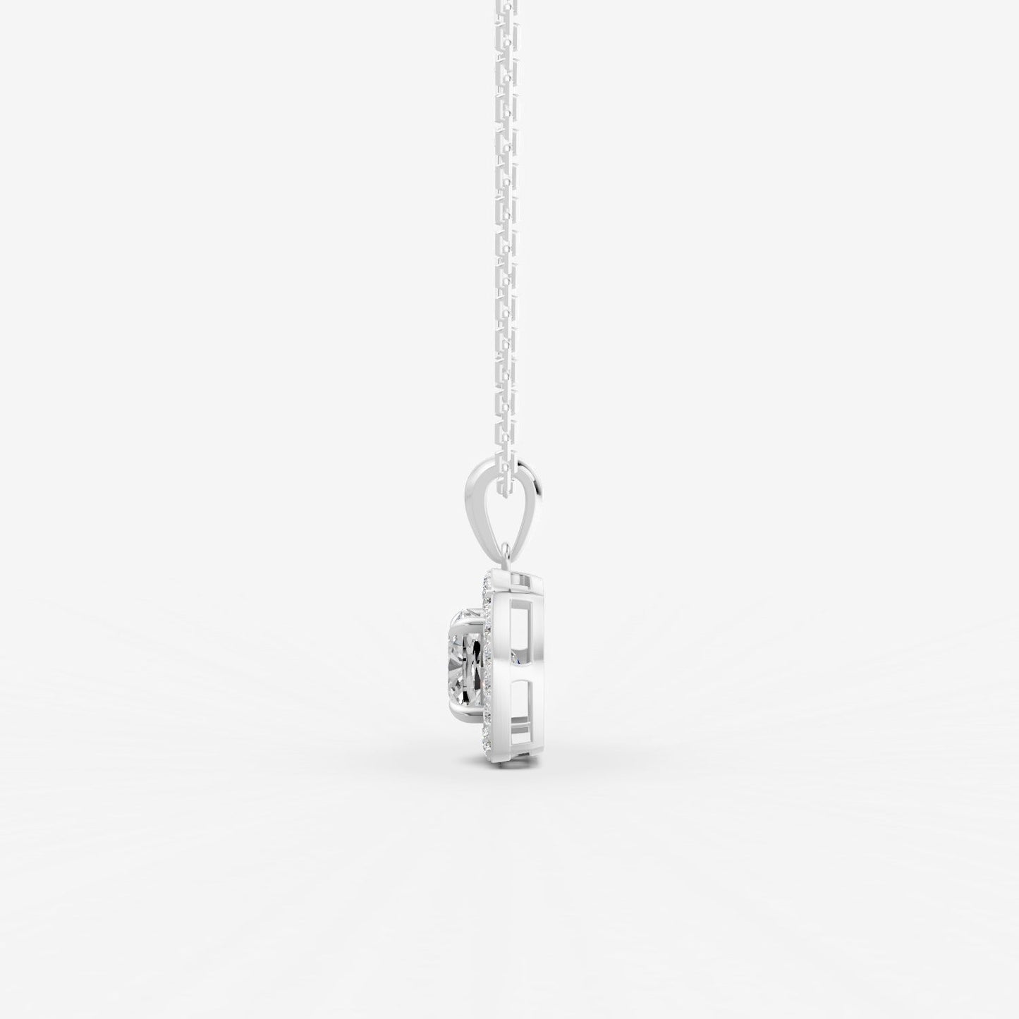 Halo Cushion Solitaire Pendant in 18K White Gold