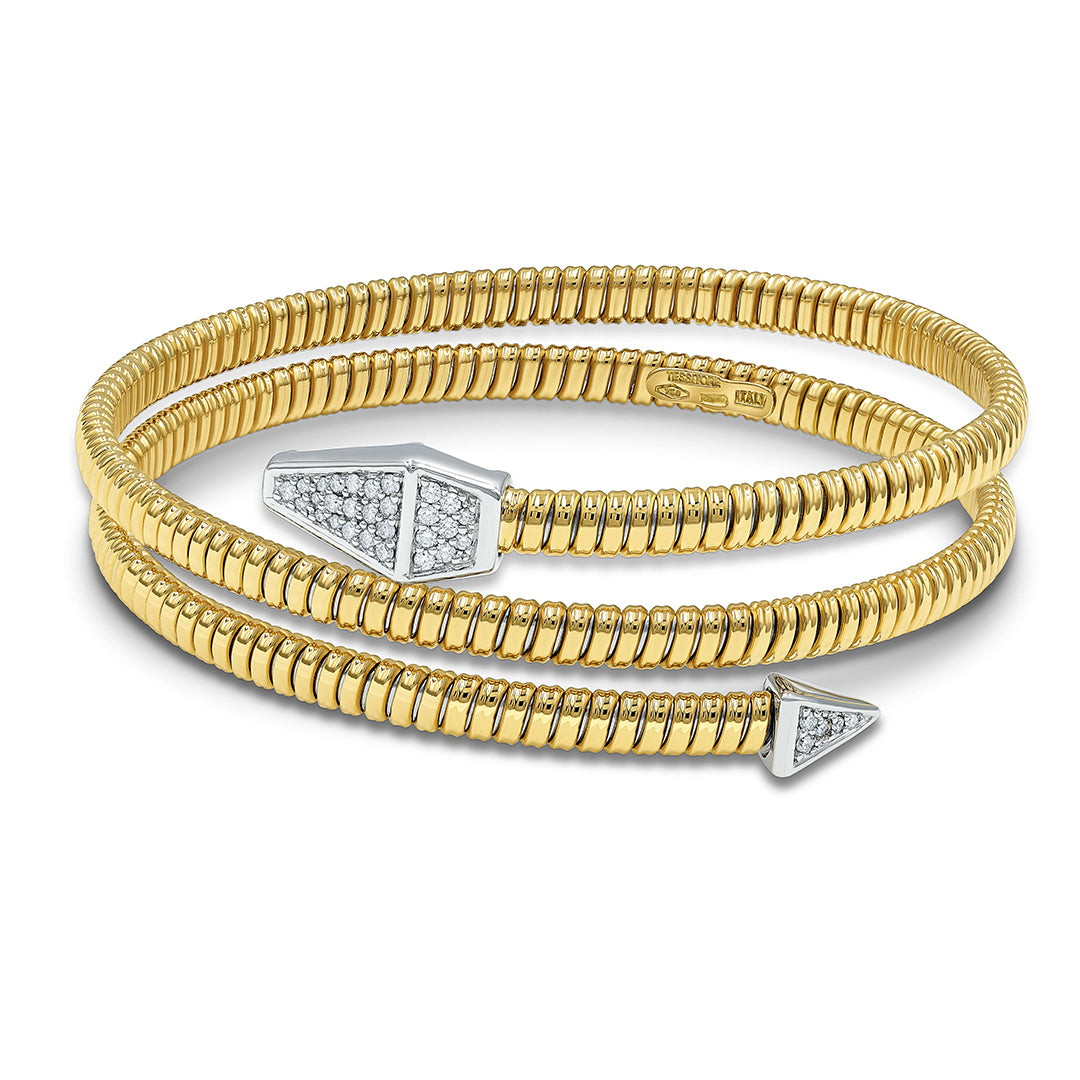 Tessitore Tubogas 2 Line Bangle with Diamond Accents