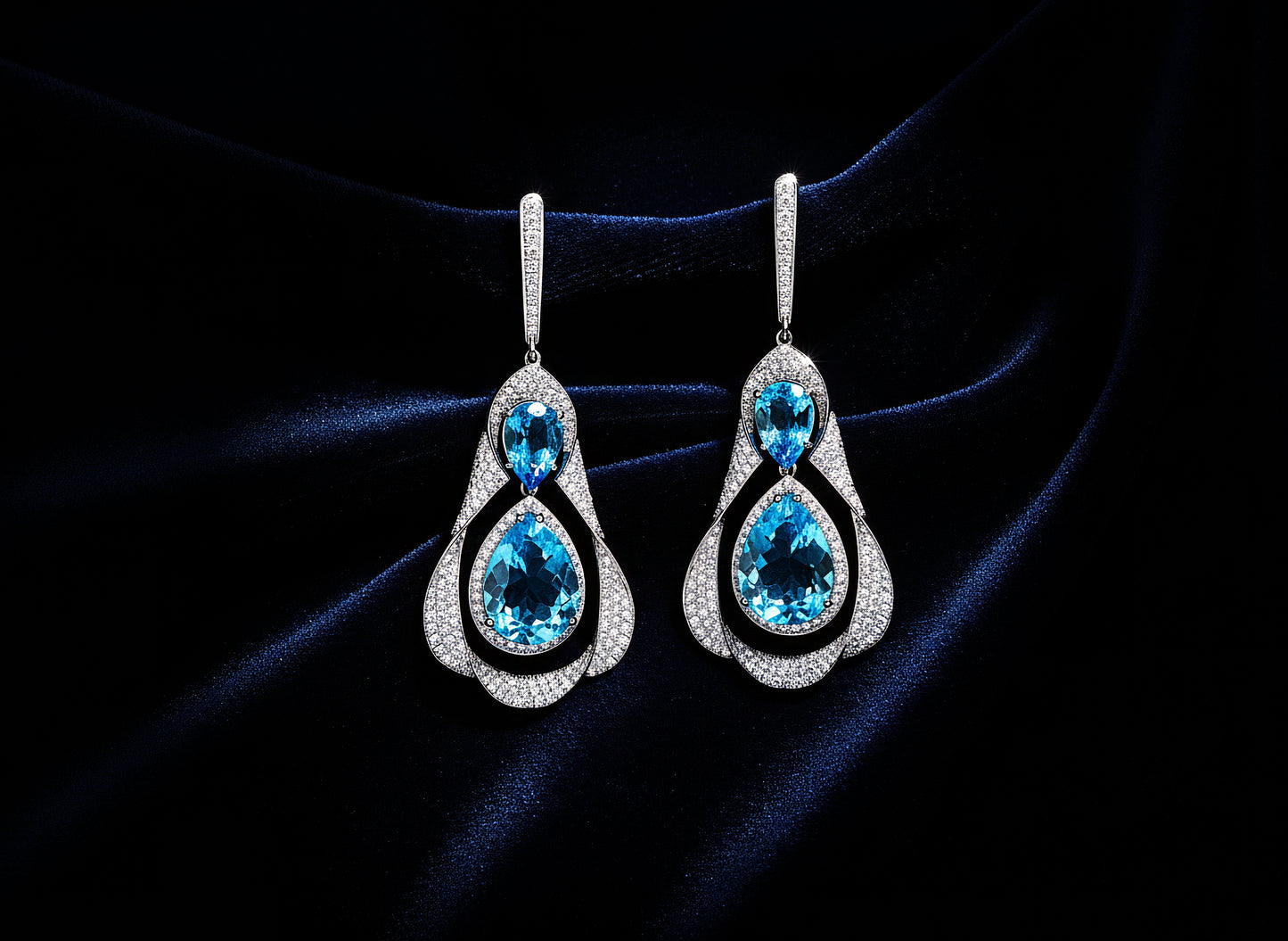 Blue Lagoon Diamond Brilliance 18K White Gold Earrings