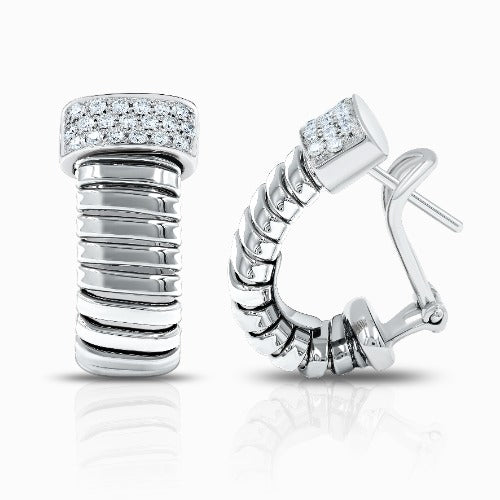 Tessitore Diamond Tubogas Hoop Earrings in 18K White Gold