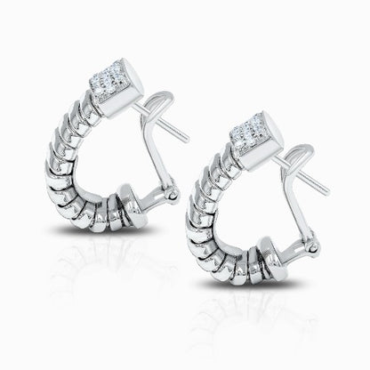 Tessitore Diamond Tubogas Hoop Earrings in 18K White Gold