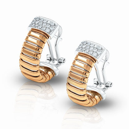 Tessitore Diamond Tubogas Hoop Earrings in 18K Rose & White Gold