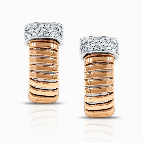 Tessitore Diamond Tubogas Hoop Earrings in 18K Rose & White Gold