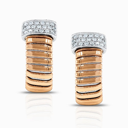 Tessitore Diamond Tubogas Hoop Earrings in 18K Rose & White Gold