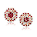Rose Ruby Bloom Diamond Stud Earrings 18K Rose Gold