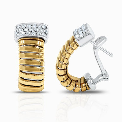 Tessitore Diamond Tubogas Hoop Earrings in 18K Yellow & White Gold