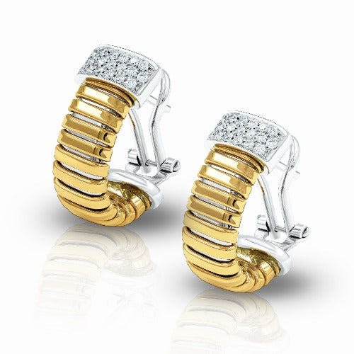 Tessitore Diamond Tubogas Hoop Earrings in 18K Yellow & White Gold