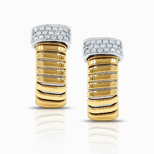 Tessitore Diamond Tubogas Hoop Earrings in 18K Yellow & White Gold