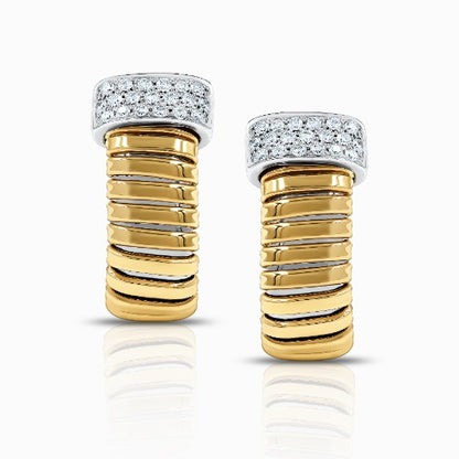 Tessitore Diamond Tubogas Hoop Earrings in 18K Yellow & White Gold