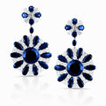 Sapphire & Diamond Statement Earrings 18K White Gold