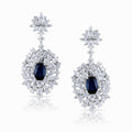 Sapphire & Multi-Cut Diamond Floral Drop Earrings 18K White Gold