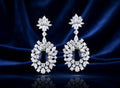 Sapphire & Multi-Cut Diamond Floral Drop Earrings 18K White Gold