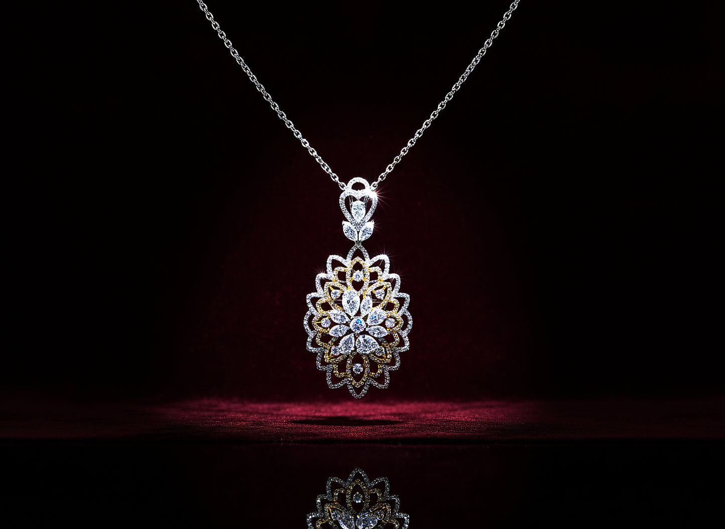 Floral Radiance 18K Diamond Petite Pendant